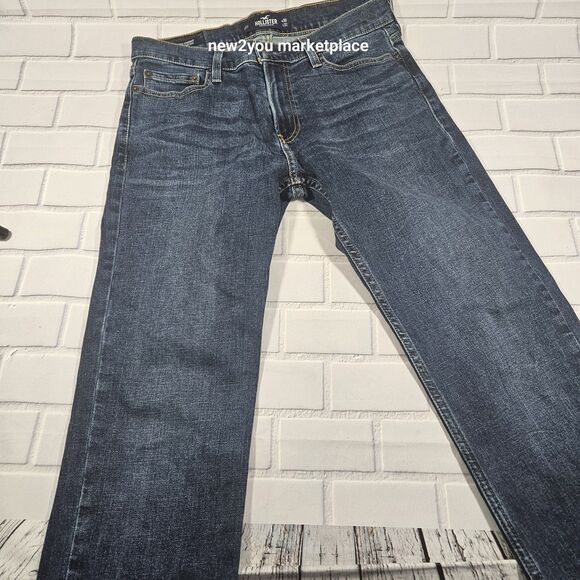 Hollister Jeans Mens 30x32 Blue The Hollister Classic Straight Distressed - Picture 2 of 10